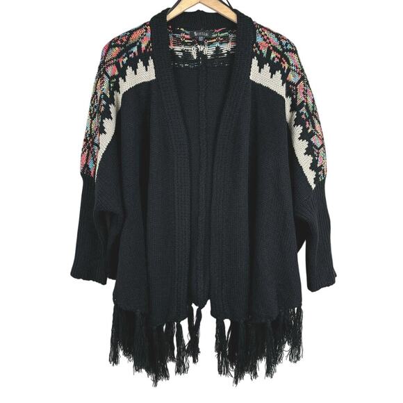 Two Sisters Rainbow Fair Isle Open Front Sweater Cardigan Tassled Hem‎ Size S/M - Picture 1 of 9